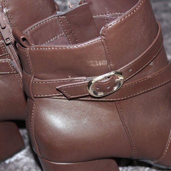 Kelly & Katie Brown Ankle Boots with Gold Side Buckle - Picture 6 of 16